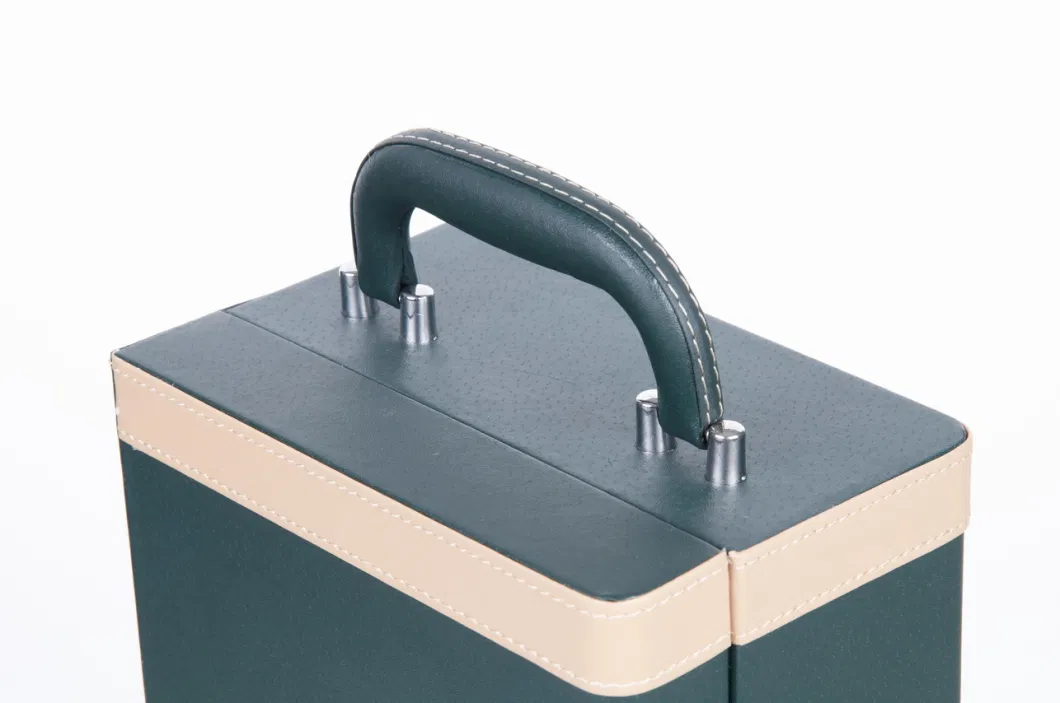 High Quality Leather Wine Box Double Bottles Portable Handle Storage Gift Personalized