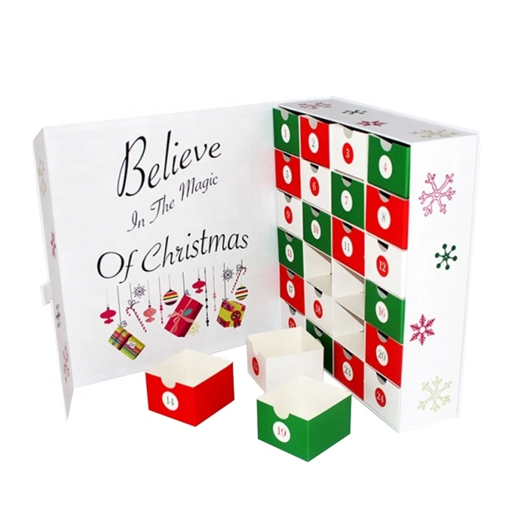 Hot Sale New Designed Christmas Advent Calendar Self Filling Packaging Gift Box Foldable Cardboard Jewelry Clothes Folding Magnetic Paper Box