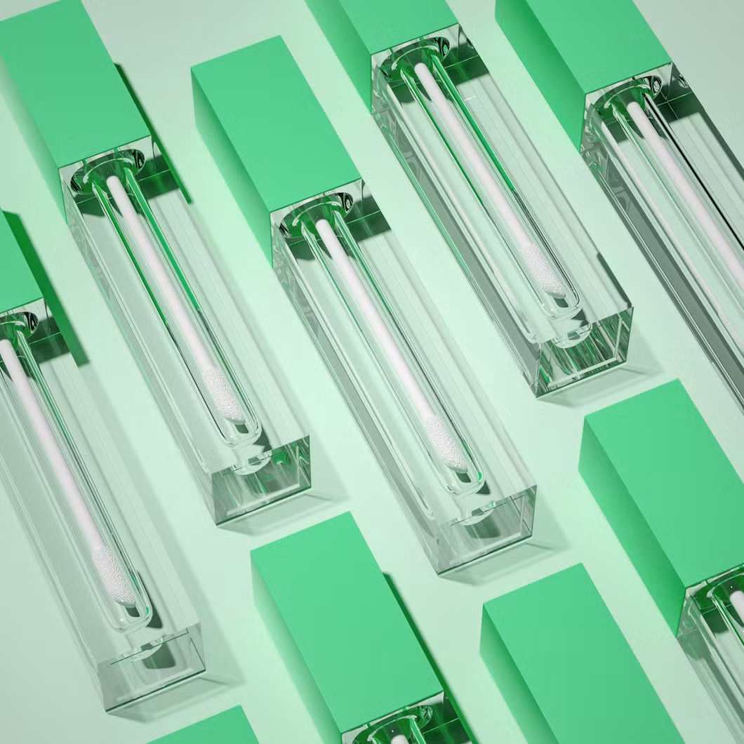 PA-2178 Slim Square Lip Gloss Tube Lip Gloss Container Plastic Liquid Lipstick Tube Cosmetics Packaging Tube Customize Makeup Tube Luxury Transparent Tube