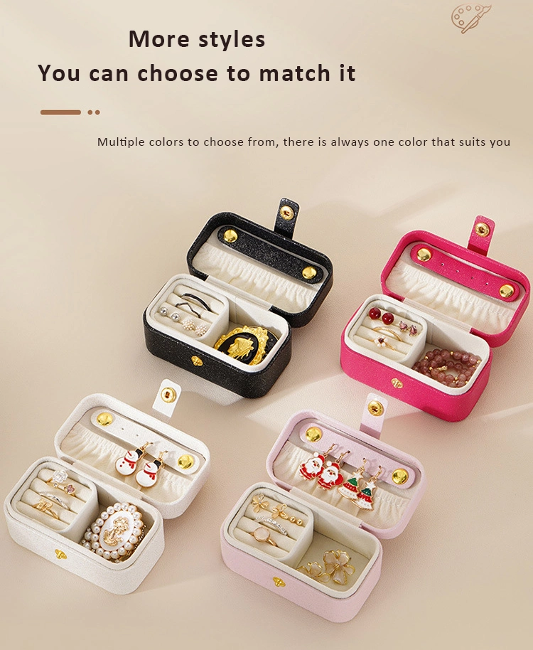 Wholesale High Quality Small Custom PU Leather Mini Travel Portable Jewellery Organizer Earrings Lipstick Rings Storage Boxes