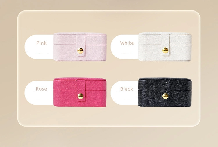 Wholesale High Quality Small Custom PU Leather Mini Travel Portable Jewellery Organizer Earrings Lipstick Rings Storage Boxes