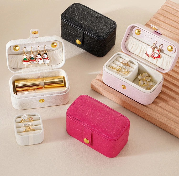 Wholesale High Quality Small Custom PU Leather Mini Travel Portable Jewellery Organizer Earrings Lipstick Rings Storage Boxes