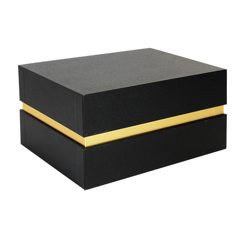 Black Special Paper Bottom and Lid Gift Box Cardboard Plate Box with Silver Logo for Gift Packaging
