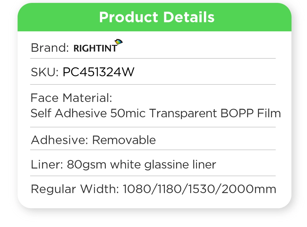 Manufacture Rightint Waterproof Carton OEM Shanghai Films self-adhesive labels blank label jumbo roll