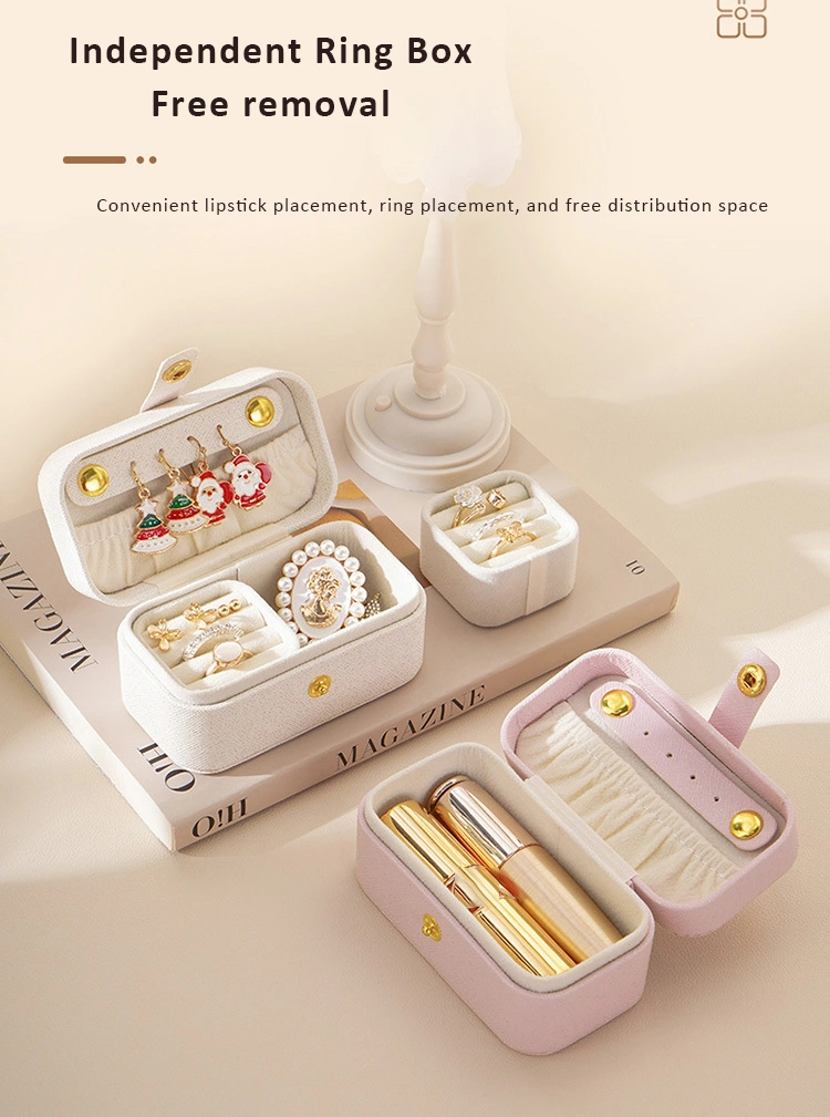 Wholesale High Quality Small Custom PU Leather Mini Travel Portable Jewellery Organizer Earrings Lipstick Rings Storage Boxes