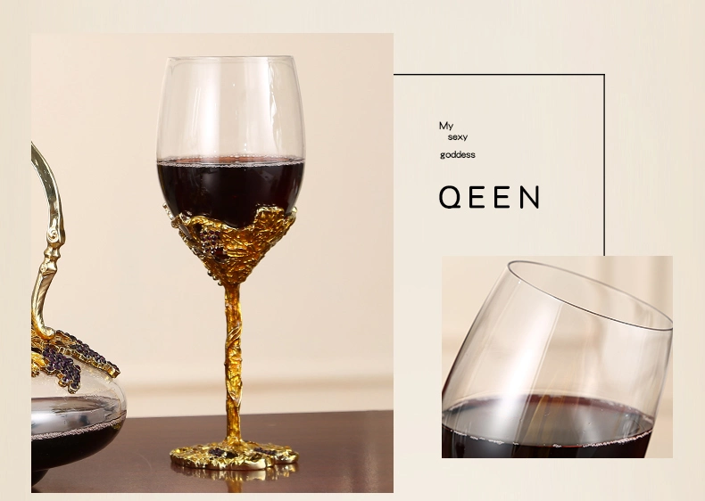 Enamel Crystal Wine Glass Decanter Set Creative Wine Tall Glass Premium Wedding Gift Box