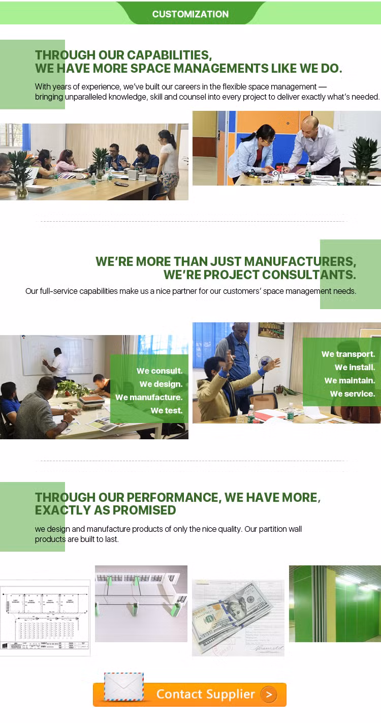 Exrtruded Aluminium Sliding Partition Wall with Aluminum Accessories Track Wheels