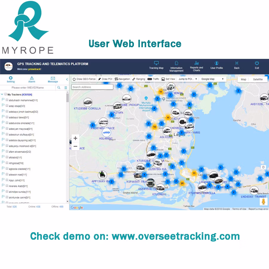 Oversee Rope Online Fleet Management Tracking Software GPS Tracking System Portable Neutral Support Many Languages