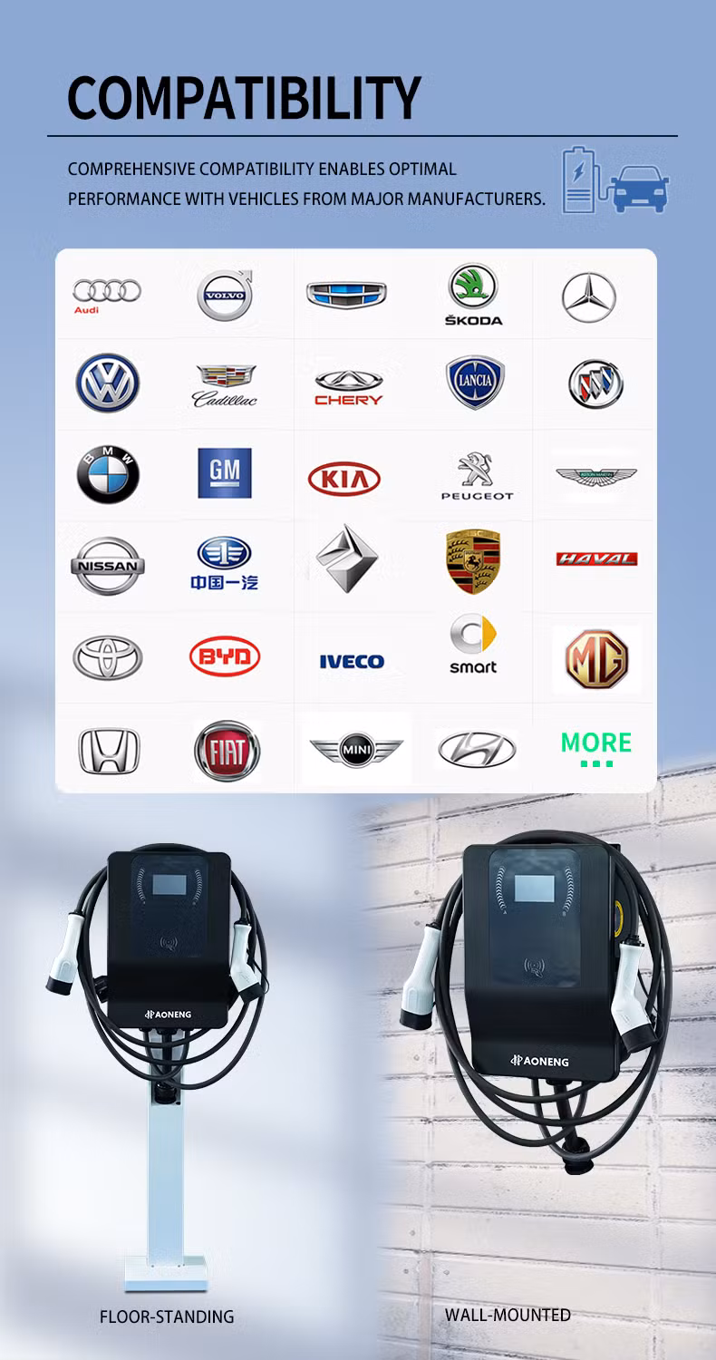 Smart APP Control Easy Installation Electric Vehicle Charging Station Dual Gun CE Certificate Emergency Stop Fast Charger EV Charger