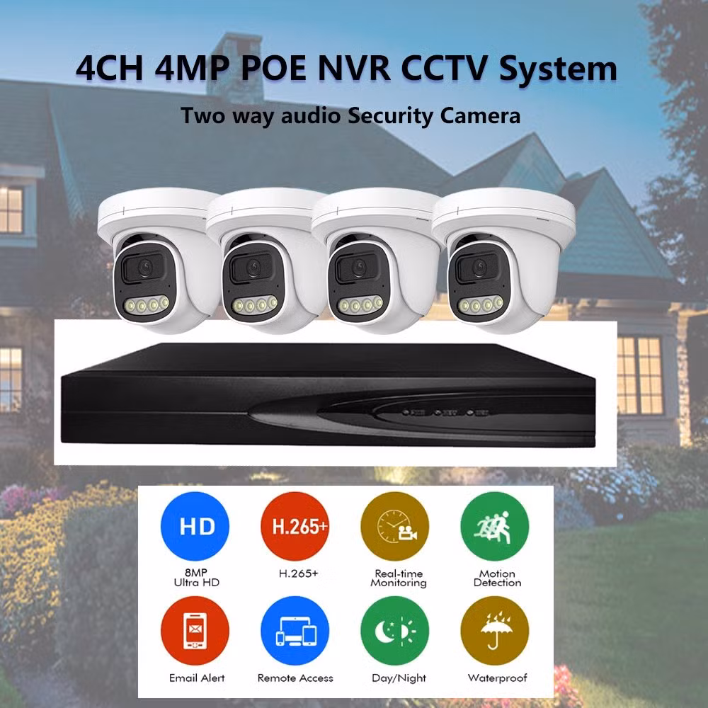 4MP Poe Camera and 4K Network Video Recorder Built-in Audio 4MP Security Camera Kit NVR Surveillance