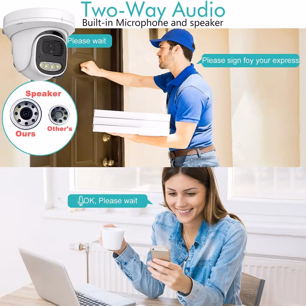 4MP Poe Camera and 4K Network Video Recorder Built-in Audio 4MP Security Camera Kit NVR Surveillance