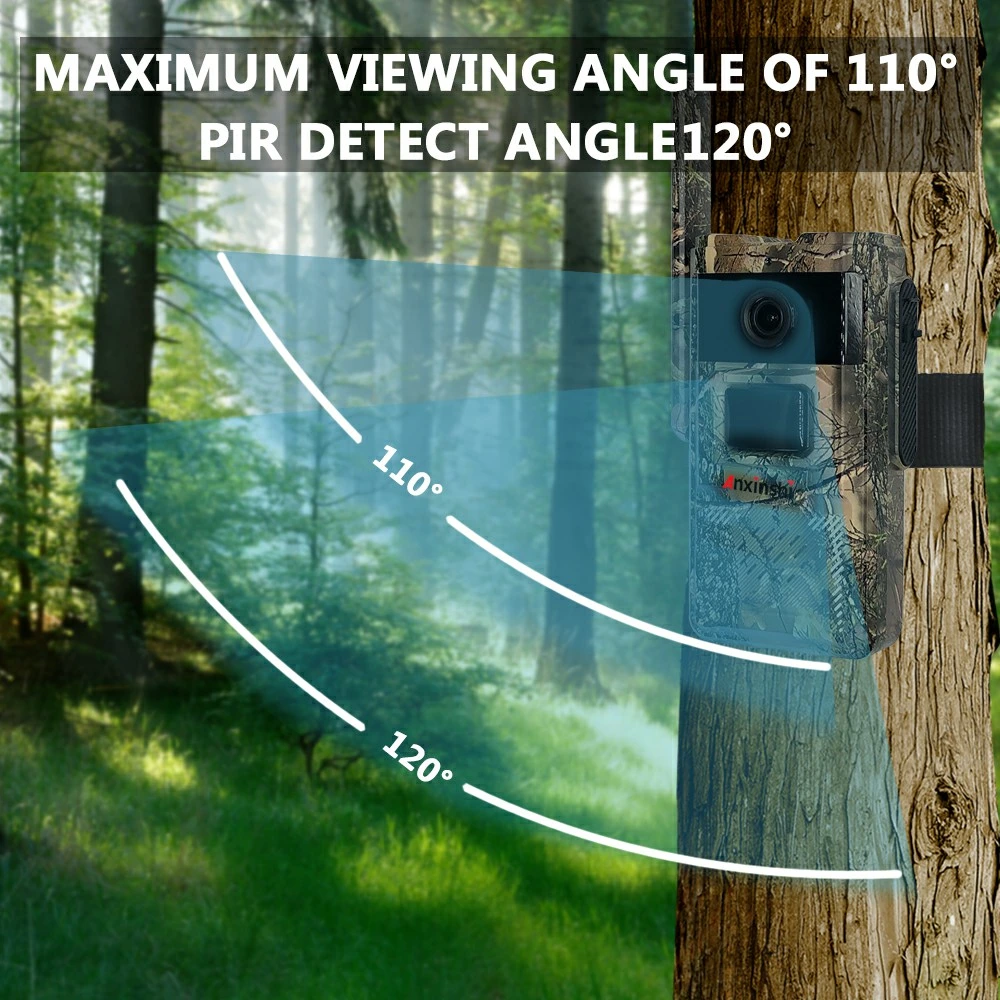 Anxinshi IP66 Waterproof 14m 4G Solar Cell Hunting Action Tracking Camera 120-Degree Wide-Angle Tracking Camera