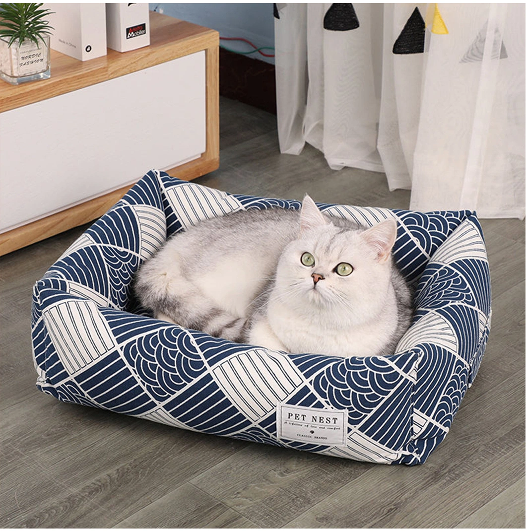 Wholesale Low MOQ Creative Printing Square Pet Bed Breathable Removable Washable Cat and Dog Mattress Pet Supplies