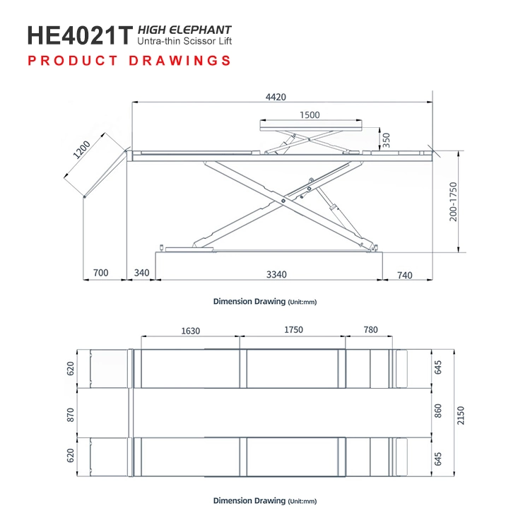 Pneumatic Safety Lock in-Ground Scissor Lift Car Jacks and Lifts/Automotive Car Lifts/Car Scissor Lift