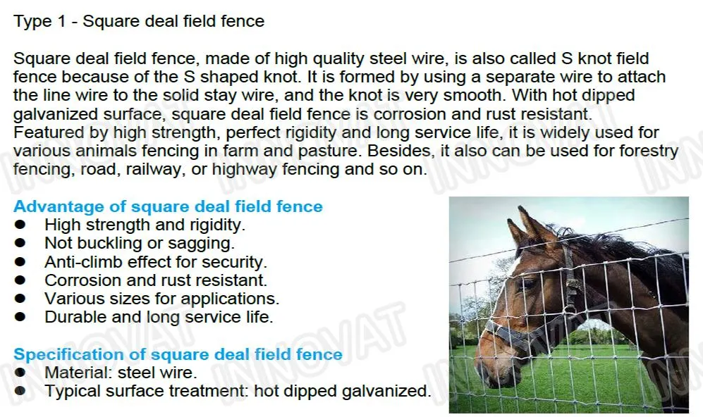 Field Fence Farm Livestock Prevent Hinge Joint Mesh Knot Fence