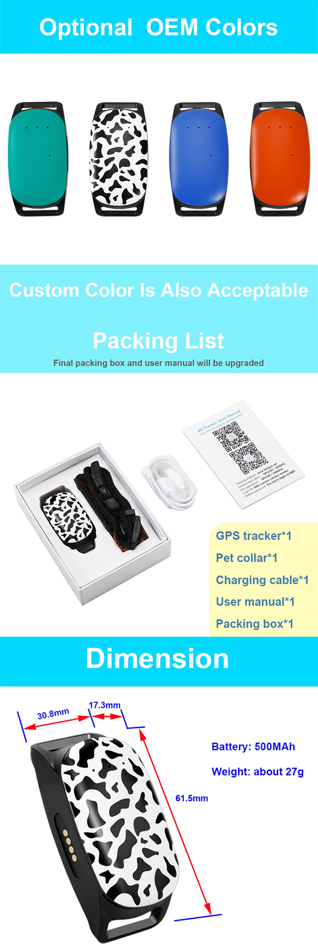 Latest waterproof IP67 smart 4G GPS tracking device for pets dog cat wild animals with free collar and free mobile APP Y34