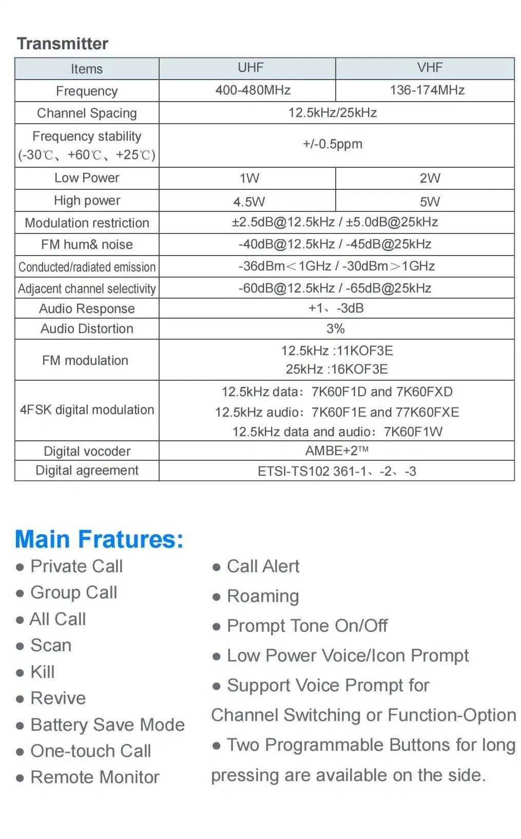 Kdwera Dr-110 Metal Radio Waterproof IP67 Railway Radio FM Transmitter Dmr Two-Way-Radio