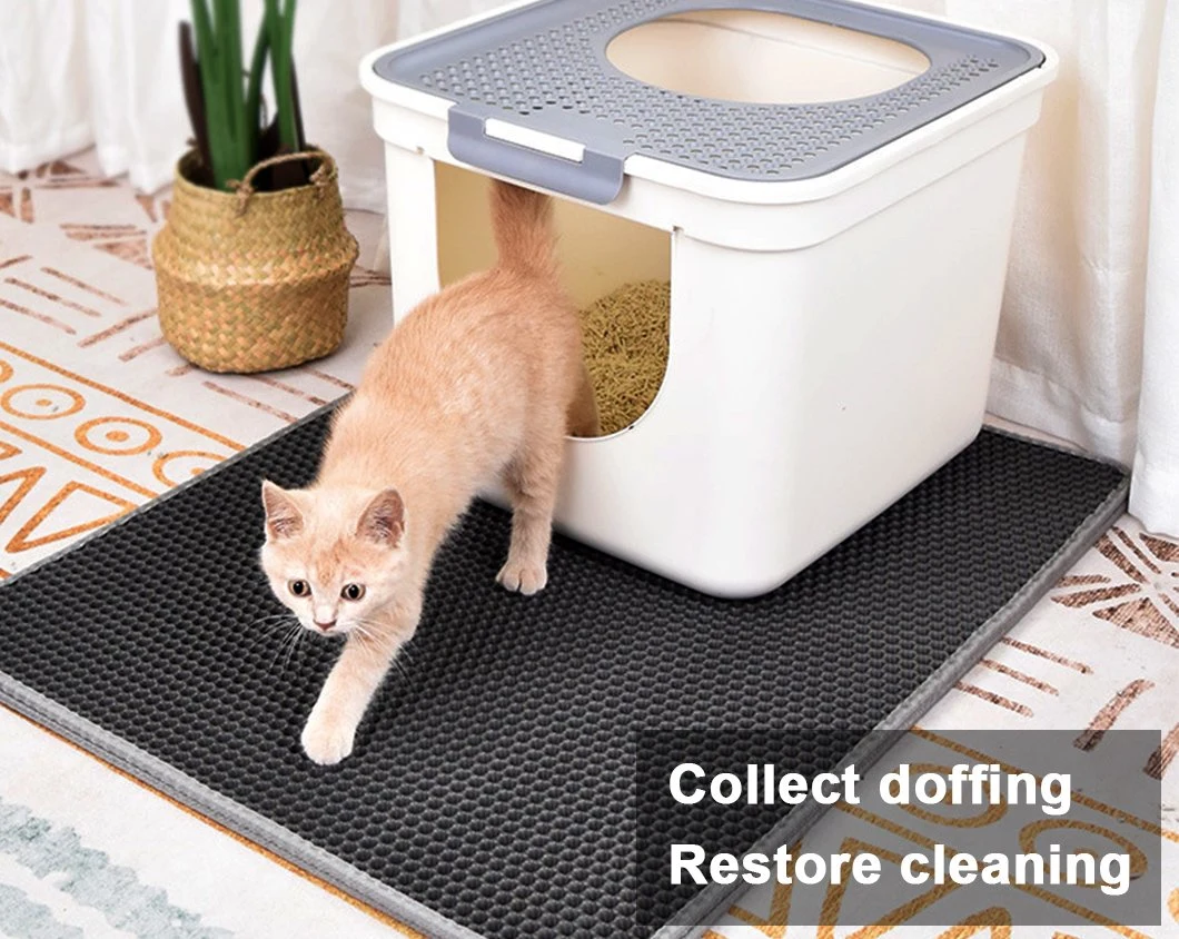 High Quality Scatter Control Double Layer Waterproof Urine Proof Pet Mat EVA Cat Litter Mat for Kitty Behavior Training