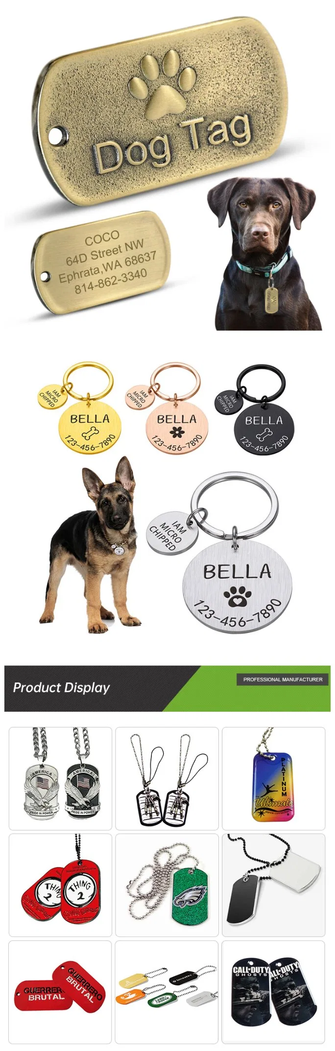 Chinese Supplier Custom Metal Stainless Steel Blank Sublimation Printing Blank Metal Xvideos Paws Engraving Machine USB Pet Dog Tag with Long Chain