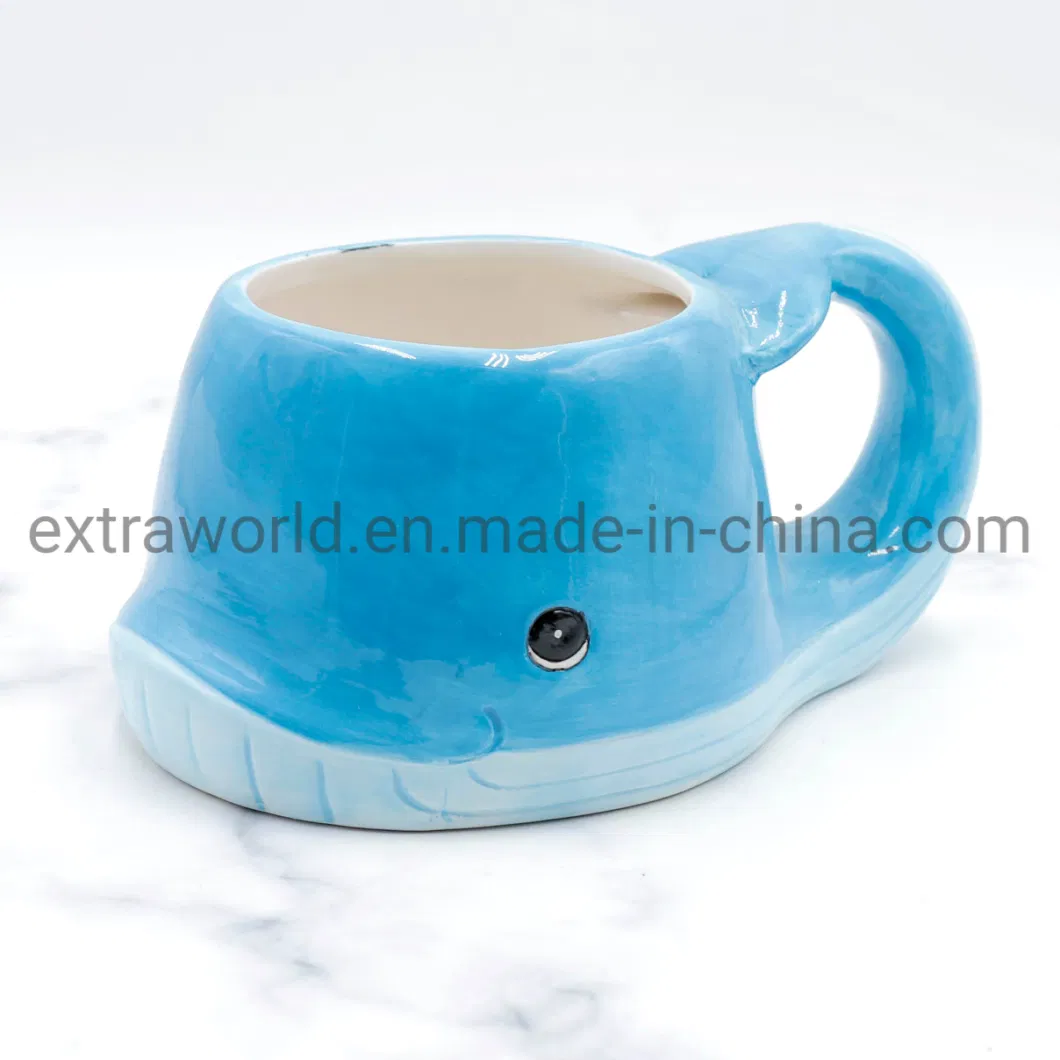 New Ocean Collection Ceramic Blue Whale Mugs Tail Handle Pot Gift