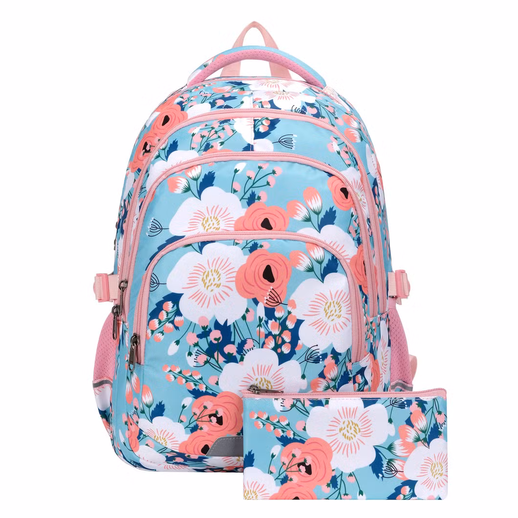 Pretty Flower Digital Printing Teen Girls Students School Bags Kids Backpack with Big Compartment