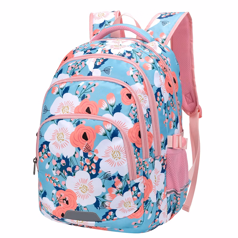Pretty Flower Digital Printing Teen Girls Students School Bags Kids Backpack with Big Compartment