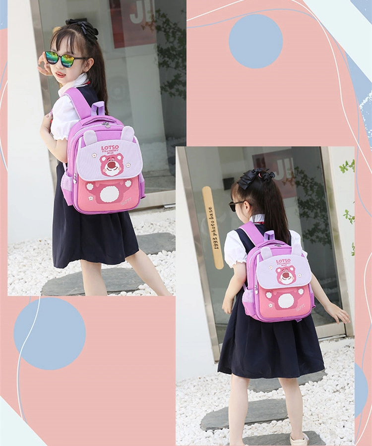 Wholesale Cartoon Durable Strawberry Bear Large Capacity Backpack Schoolbag for Children