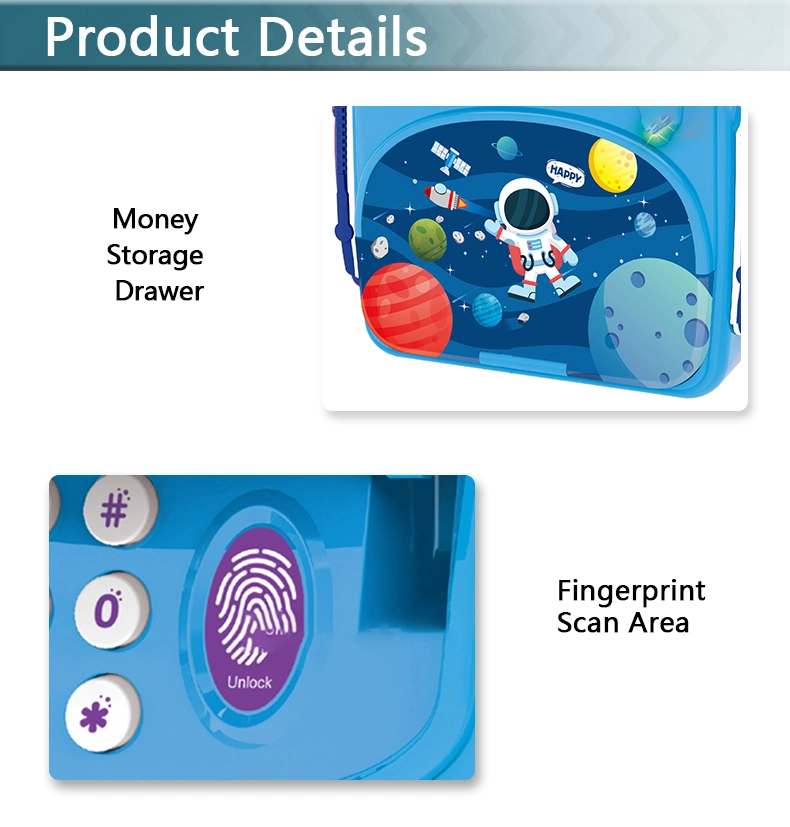 QS Children&prime; S Early Education Toys Educational Backpack Piggy Bank Smart Fingerprint Password Unlock Dinosaur Piggy Bank Toy