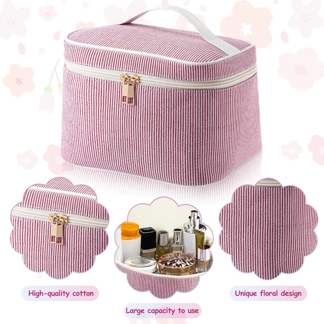 High Quality Corduroy Makeup Set Zipper Closure Luxury Toiletry Cosmetic Travel Bags