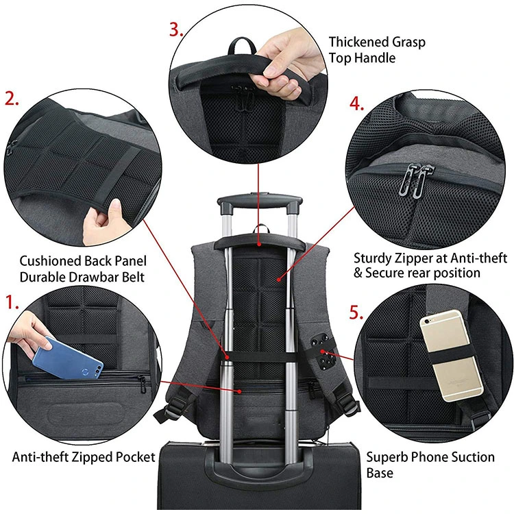 High Quality Best Seller Custom Business Laptop Travel Backpack Fashion School Book Bags with USB Charging Port