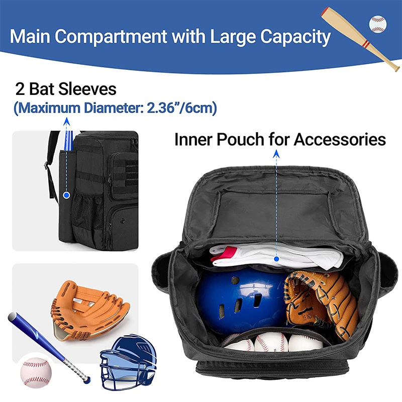 Wholesale Custom Softball Baseball Bag Backpack with Multi Pockets for Youth and Adults