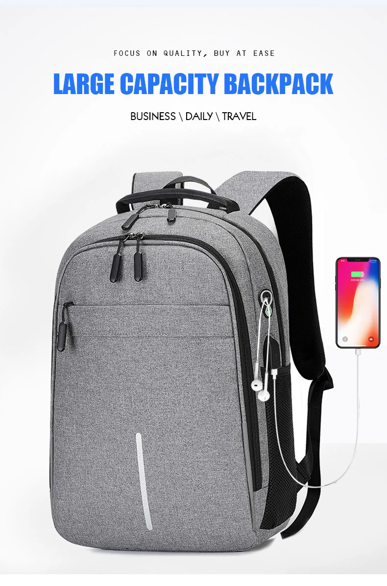 USB Charging Computer Bag Business Backpack Notebook Large Capacity Laptop Bag with Waterproof Fabric