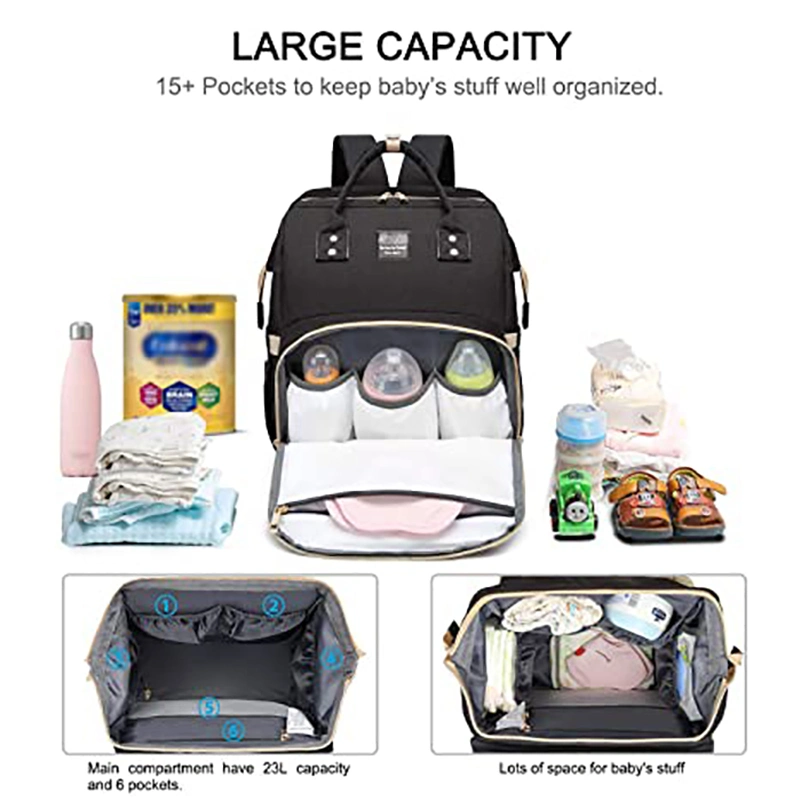 Lightweight Travel Portable Durable Foldable Diaper Bag Backpack with Detachable Baby Bed