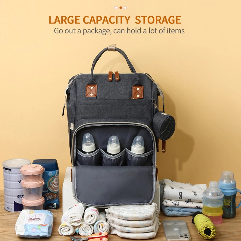 Fuliya Large Capacity Mommy Backpack for Travel USB Charging Water Proof Diapers Baby Bag