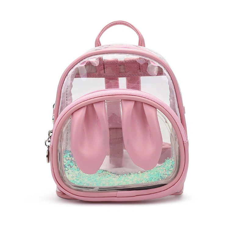 Branded Custom Wholesale Plastic Backpack Students Children Transparent PVC Clear Back Pack Kids School Bag