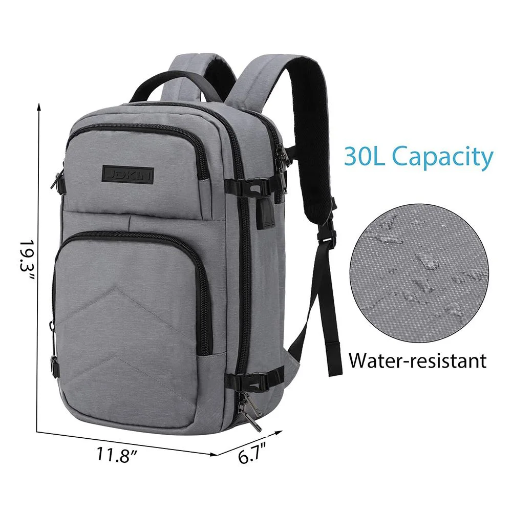 Simple Grey Backpack Bag School Teenage Middle High School Bags Backpack for Boys with USB Port Backpack School