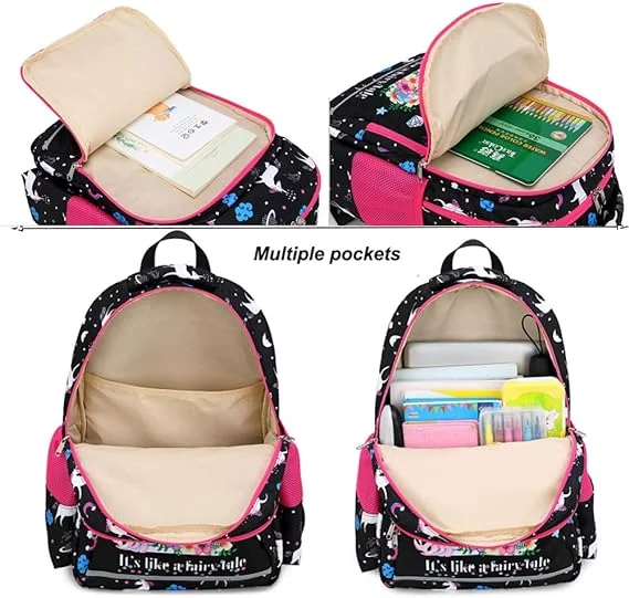 Girly School Bag with Insulated Lunch Tote and Pencil Pouch