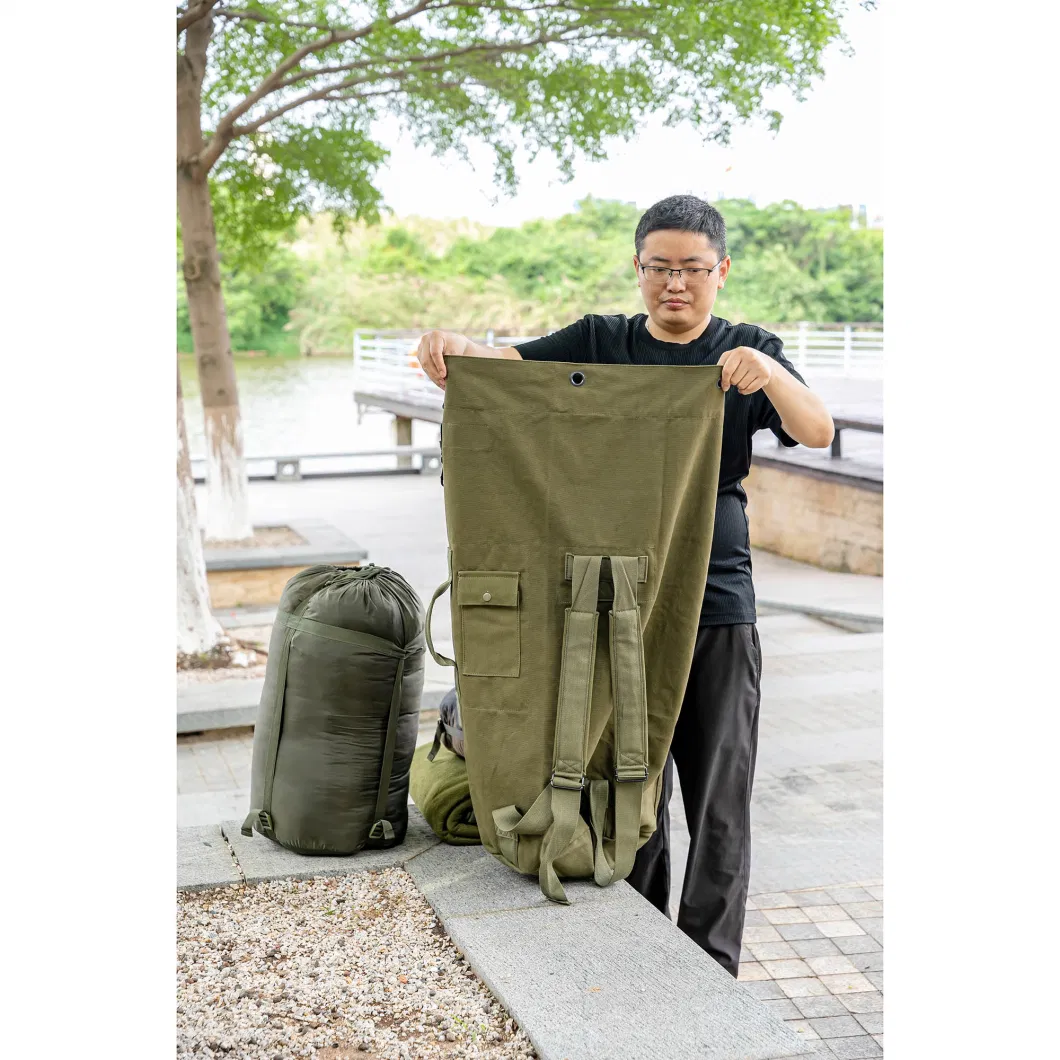 20 Oz Green Canvas Bucket Backpack high Quality Barrel Bag Waterproof Traveling Bag