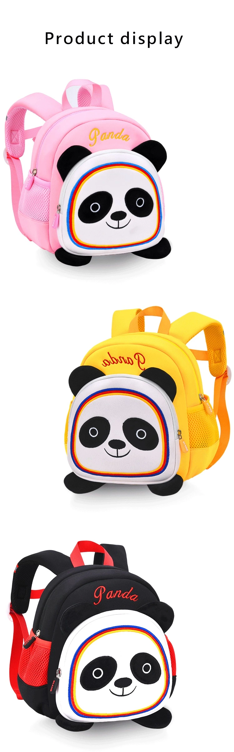 Panda Pattern Toddler Bags Can Costom Logo Kindergarten Backpack for Girls and Boys