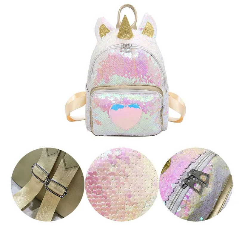New Arrival Cheap Cute Lightweight Unicorn Bookpacks Backpack for Girls School Kindergarten Sequined Unicorn School Backpack