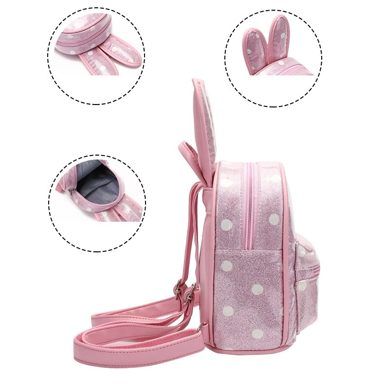 Cartoon Rabbit Kindergarten Children Glitter Backpack School Bag Shiny Girls School Bags Kids Backpack Children Mini Backpack