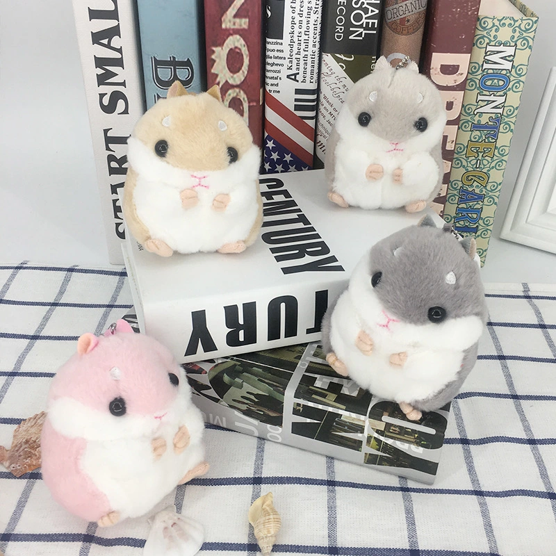 Japanese Cute Hamster Plush Keychain Unisex Small Pendant Backpack Ornament with PP Cotton Filling