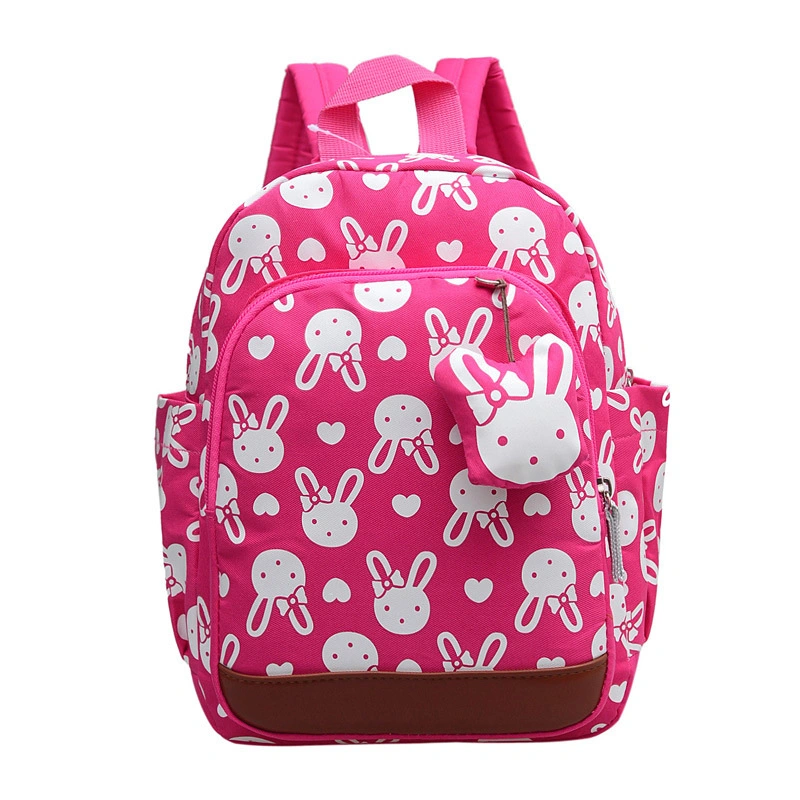 Children&prime;s Schoolbag Primary School Kindergarten Backpack Cute Cartoon Rabbit Printed Cotton Backpack