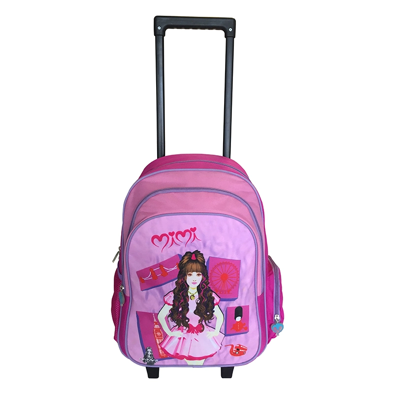 Fashion Cute Cartoon Kids Book Backpack Back to School Bags with Trolley for Teen Girls
