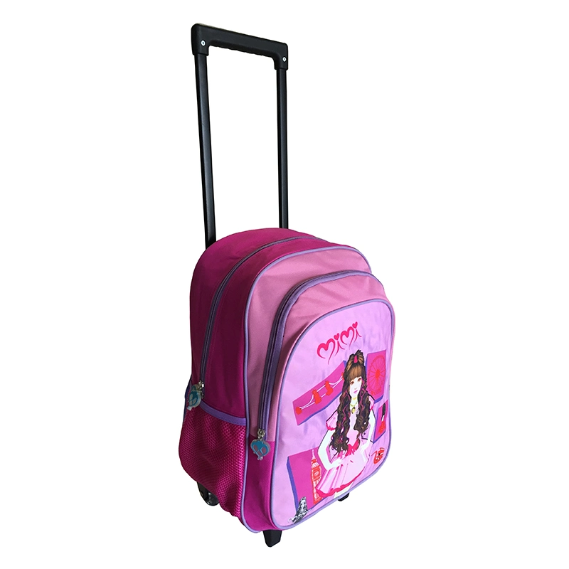 Fashion Cute Cartoon Kids Book Backpack Back to School Bags with Trolley for Teen Girls