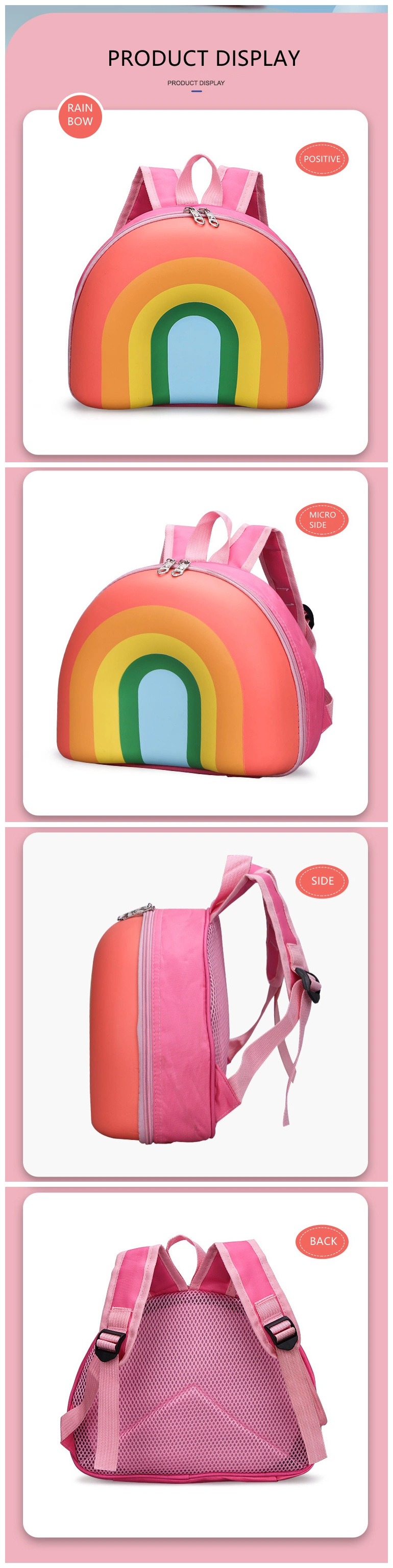 2023 New Rainbow Kindergarten Schoolbag Boys and Girls Lovely Backpack
