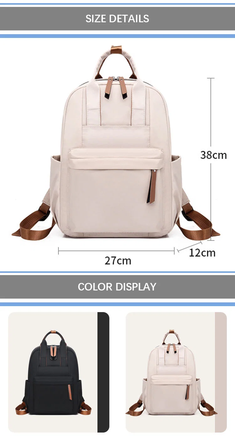 Lady&prime;s Backpack Girl Women Backpack PU Leather Zipper Medium Size Nylon Backpack