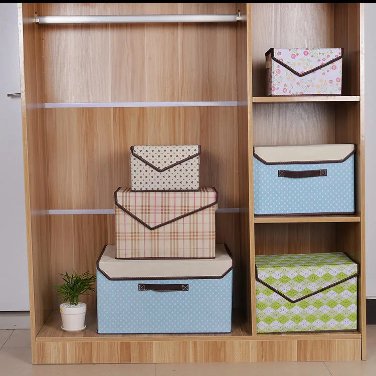 Fabric Basket Boxes Organizer Foldable Kids Baby Cloth Bags Storage with Handles