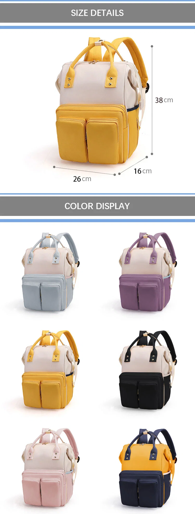 Multifunctional Mommy Bag Large Capacity Women&prime;s Backpack Outdoor Portable Baby Bag for Mother