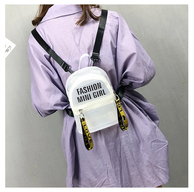 Custom PVC Mini Transparent Student Clear Backpack for Teenage Girls